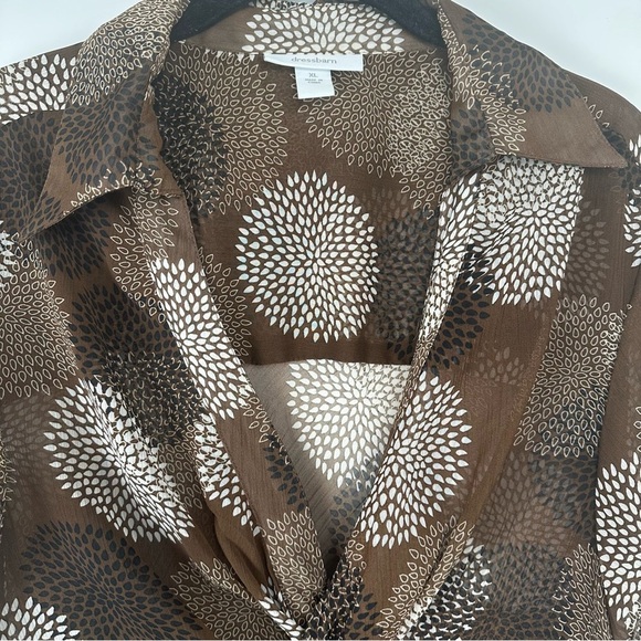 Dress Barn Women’s Sheer Top Size XL Brown Sheer Y2K Babydoll Flutter Sleeve - Picture 4 of 9